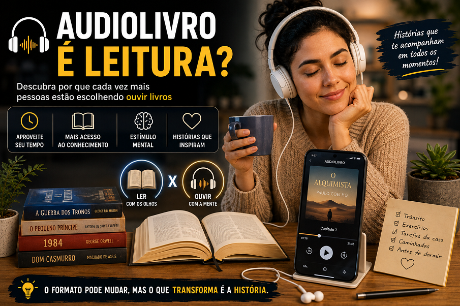 Audiolivro é leitura? Descubra por que cada vez mais pessoas estão escolhendo ouvir livros