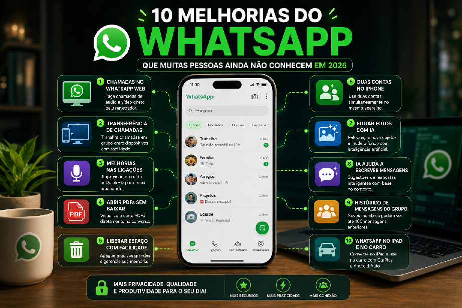 10 melhorias do WhatsApp que muitas pessoas ainda não conhecem em 2026
